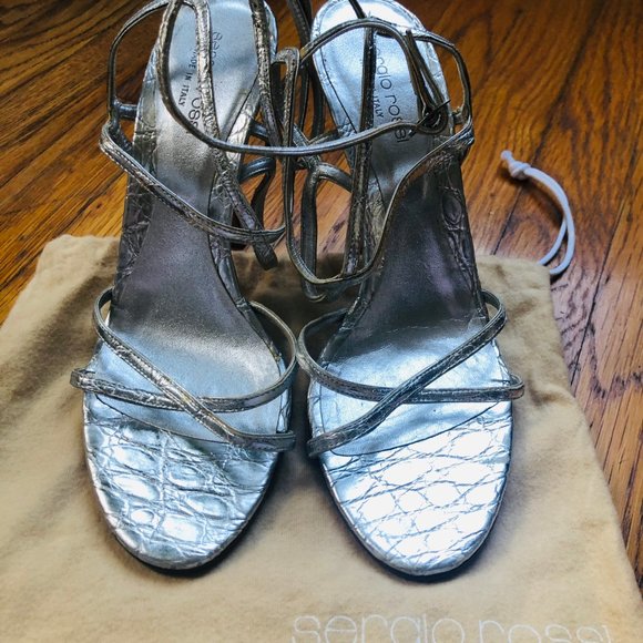 Sergio Rossi silver strappy leather heels - Picture 2 of 16